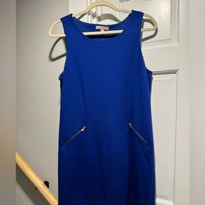 Banana Republic Blue Sleeveless Dress with Zipper Pockets